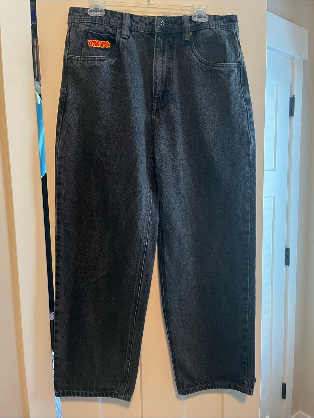 Empyre Black Men’s Relaxed Fit Jeans with Subtle Patch Detail